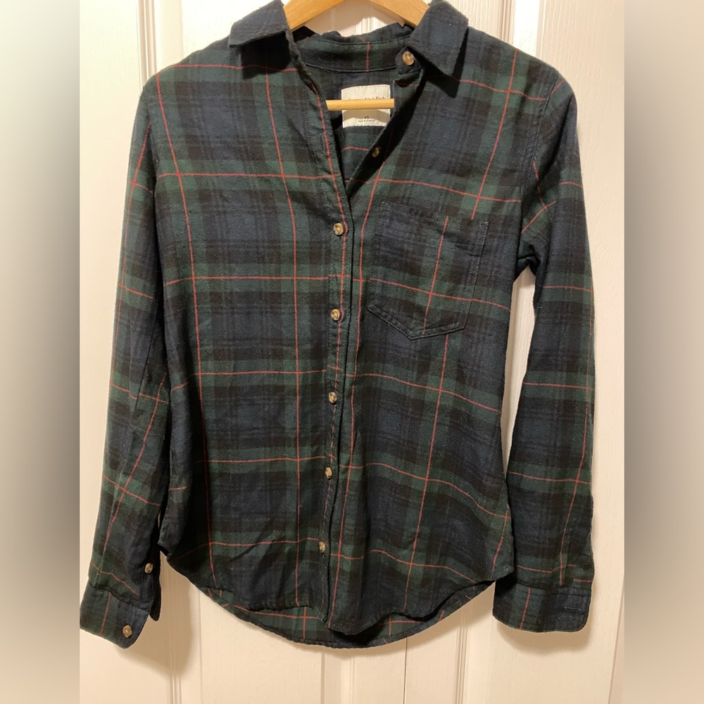 Abercrombie & Fitch Green Flannel Shirt - A&F soft size XS